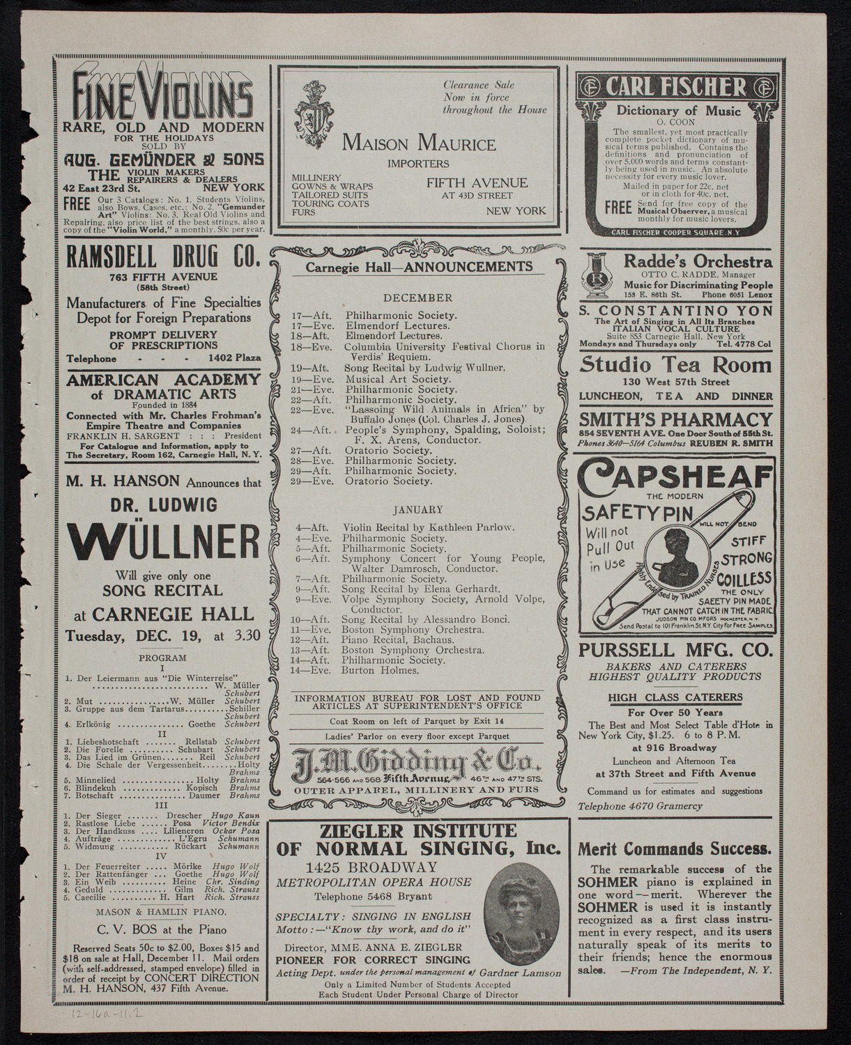 Symphony Concert for Young People, December 16, 1911, program page 3