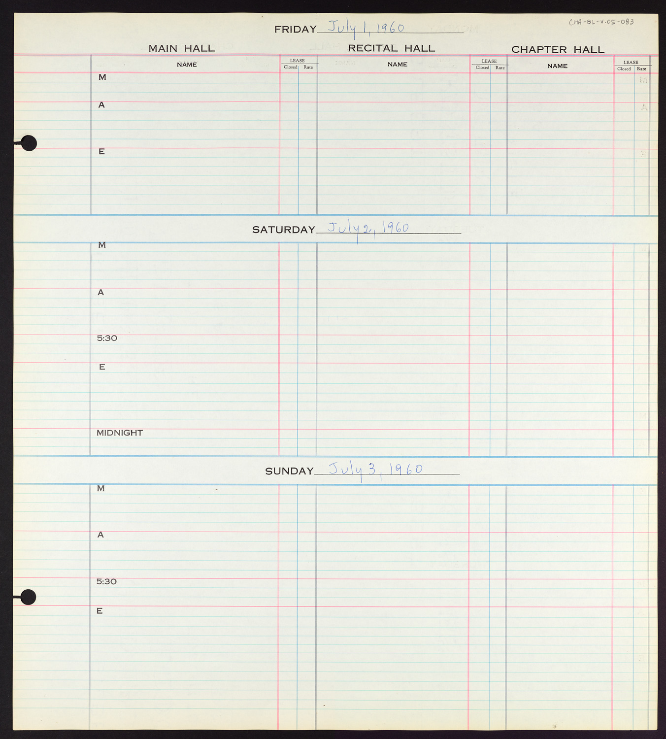 Carnegie Hall Booking Ledger, volume 5, page 83