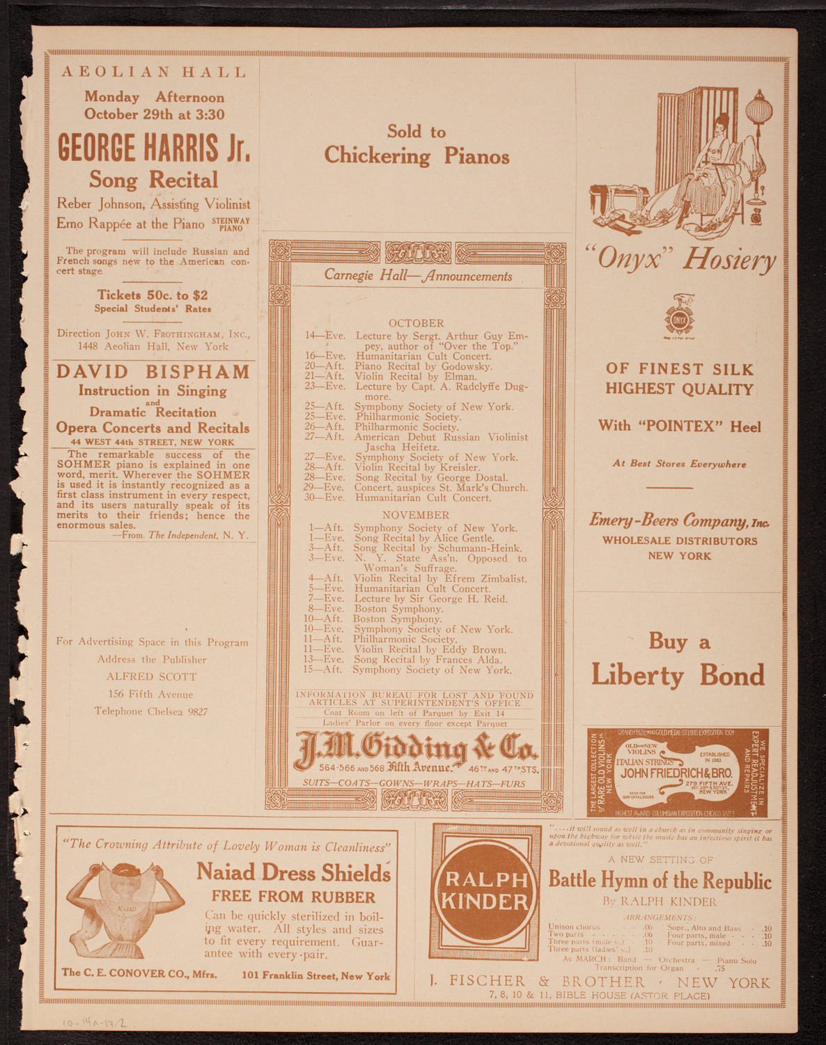 Anna Case, Soprano, October 14, 1917, program page 3