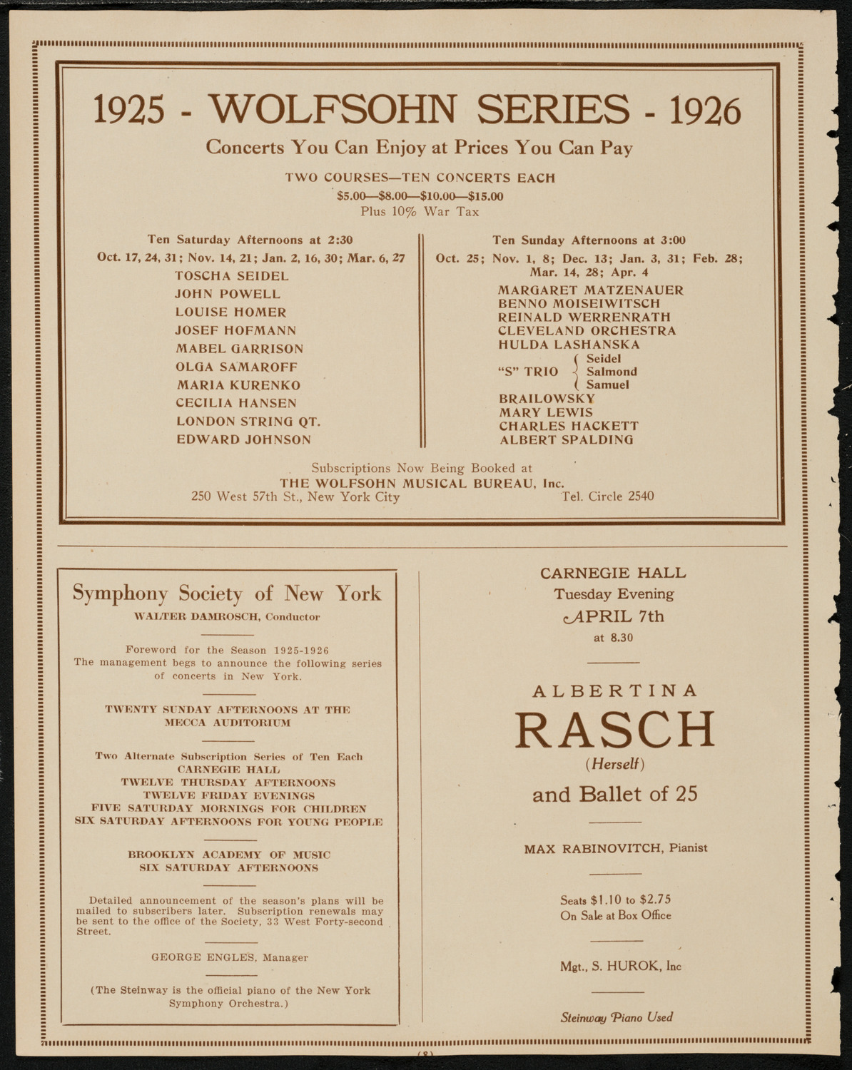 New York Symphony Orchestra, April 2, 1925, program page 8