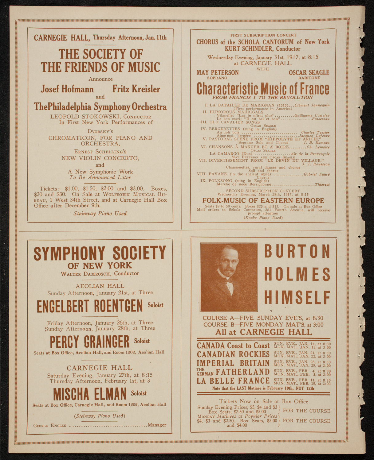 Ignacy Jan Paderewski, Piano, January 9, 1917, program page 8