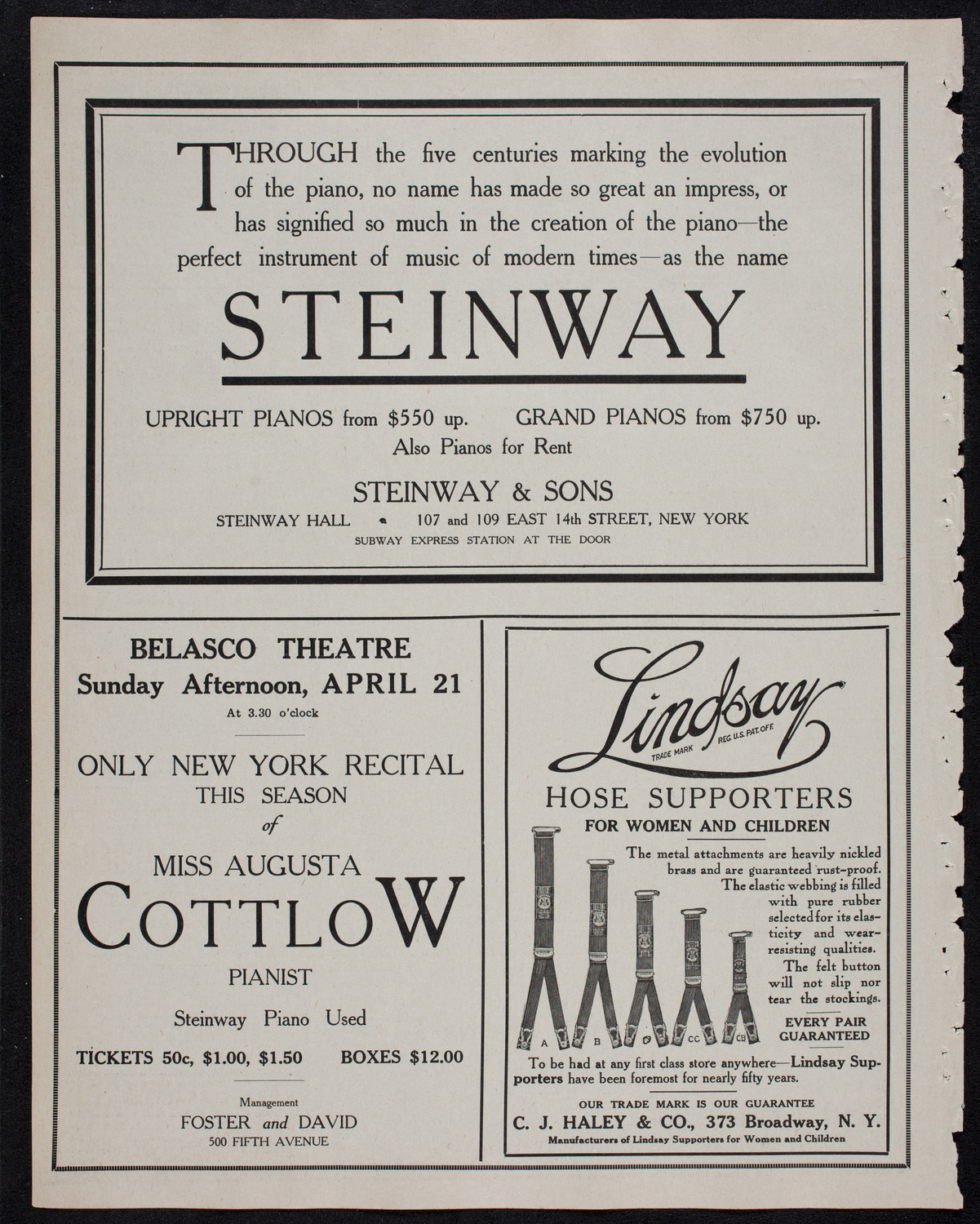 John McCormack, Tenor, April 14, 1912, program page 4