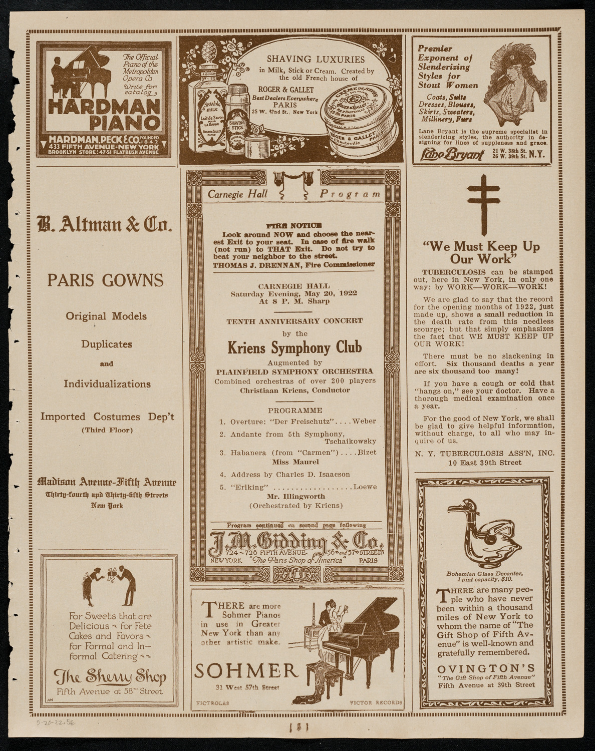 Kriens Symphony Club, May 20, 1922, program page 5