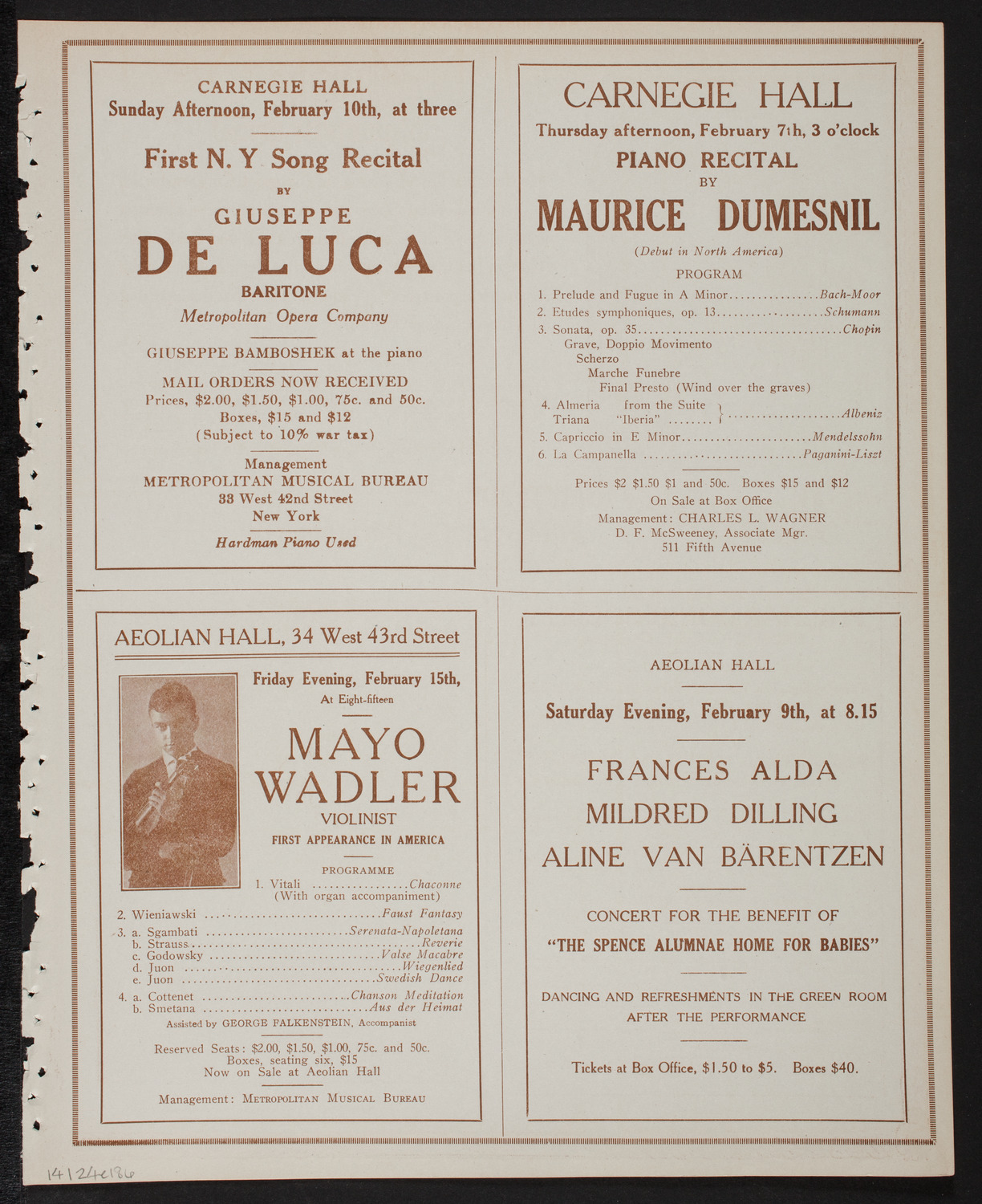 Meeting: The Humanitarian Cult, February 4, 1918, program page 11