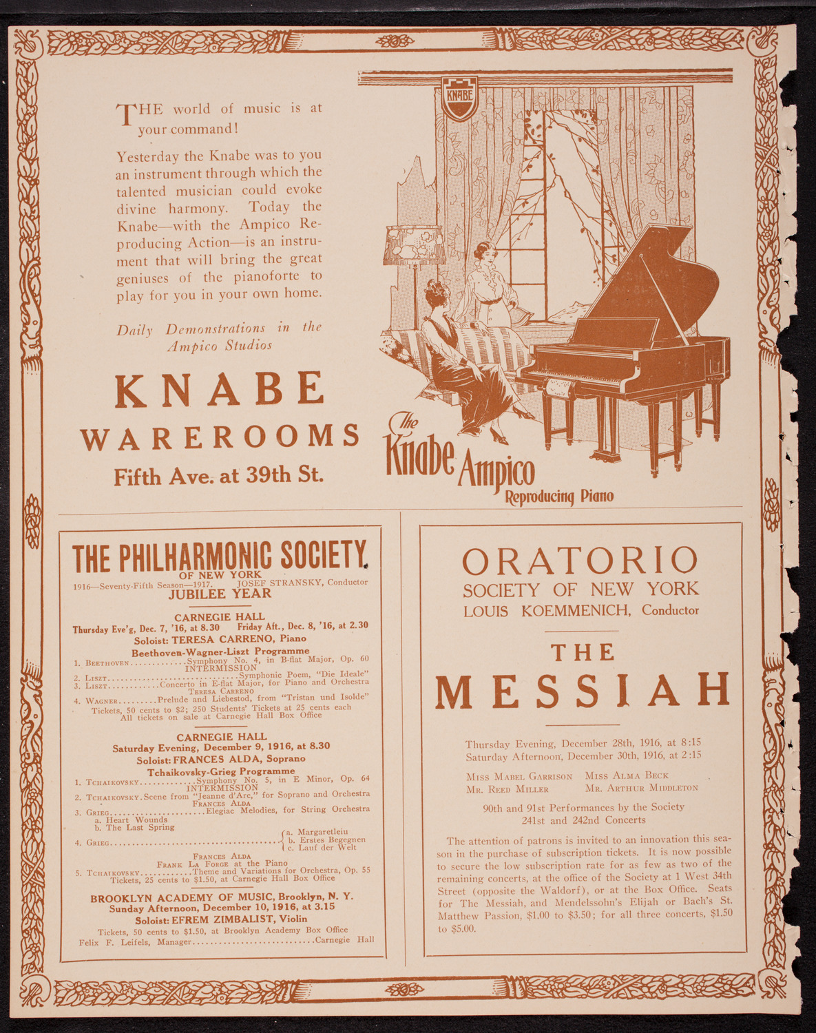 Oratorio Society of New York, December 6, 1916, program page 12