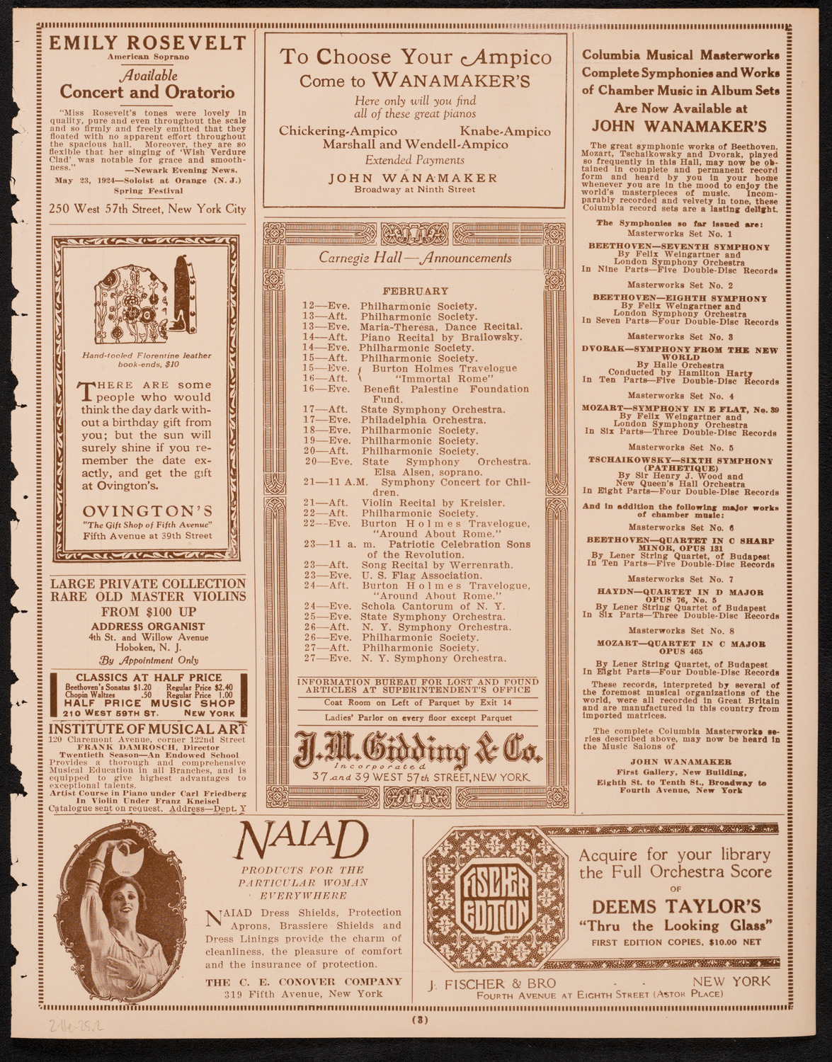 State Symphony Orchestra of New York, February 11, 1925, program page 3