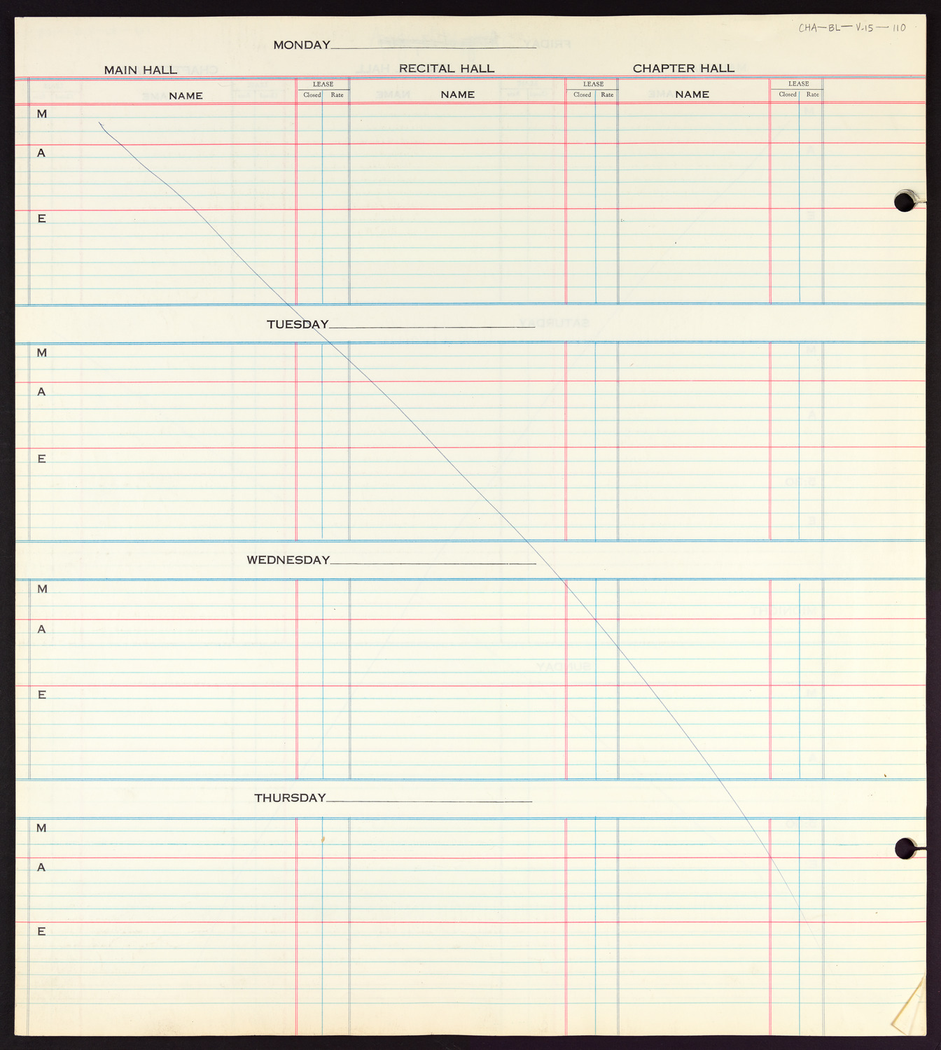 Carnegie Hall Booking Ledger, volume 15, page 110