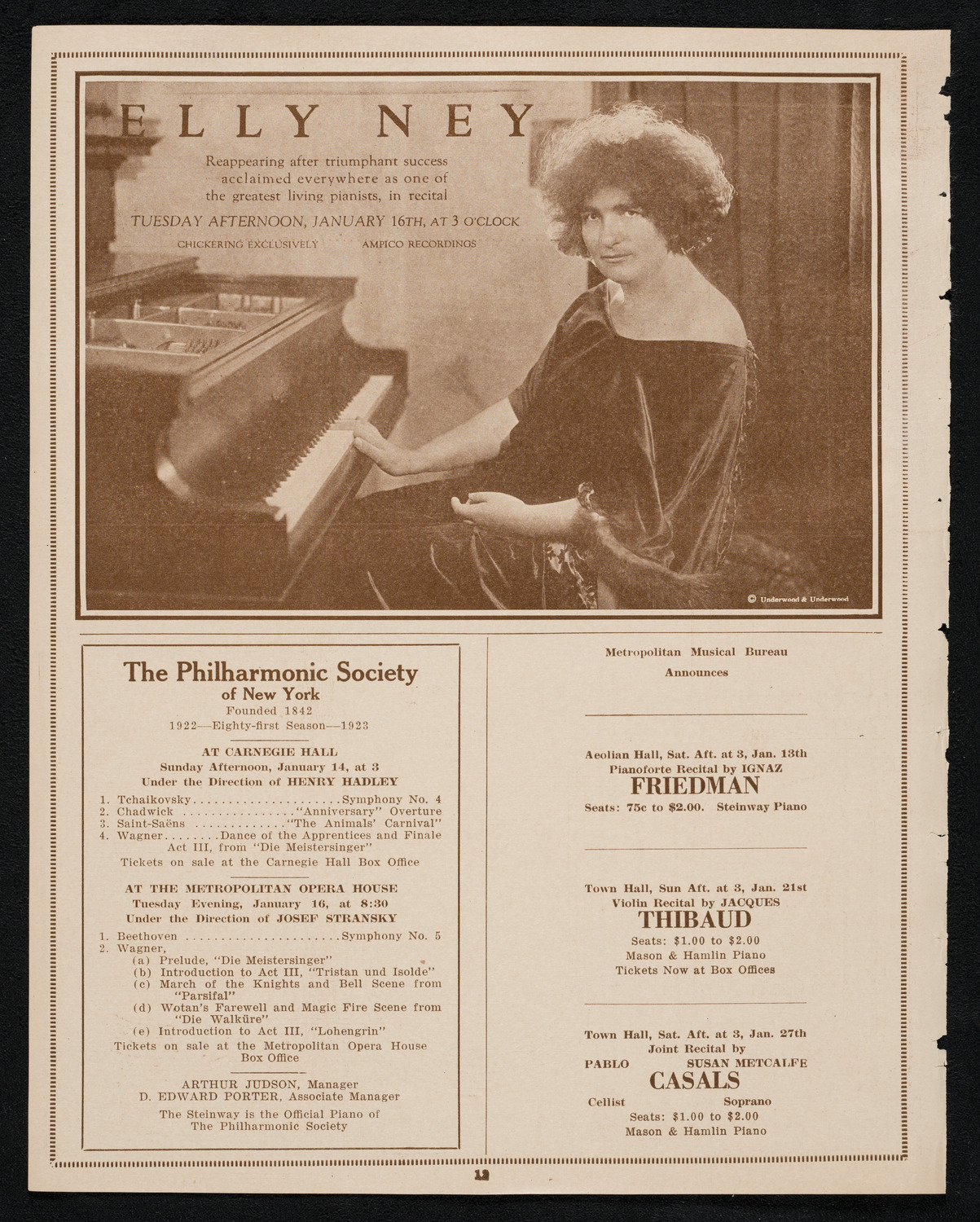 New York Symphony Orchestra, January 12, 1923, program page 12