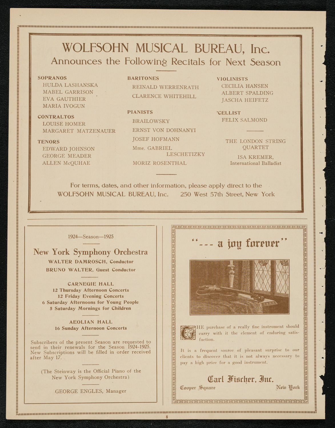 Lecture by Howard Carter, April 23, 1924, program page 8