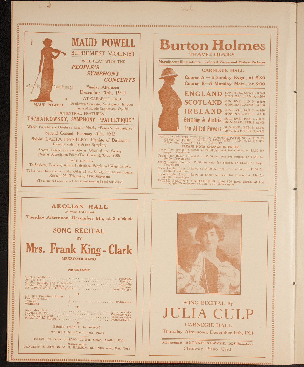 Elmendorf Lecture: Around Southern Europe, November 30, 1914, program page 10