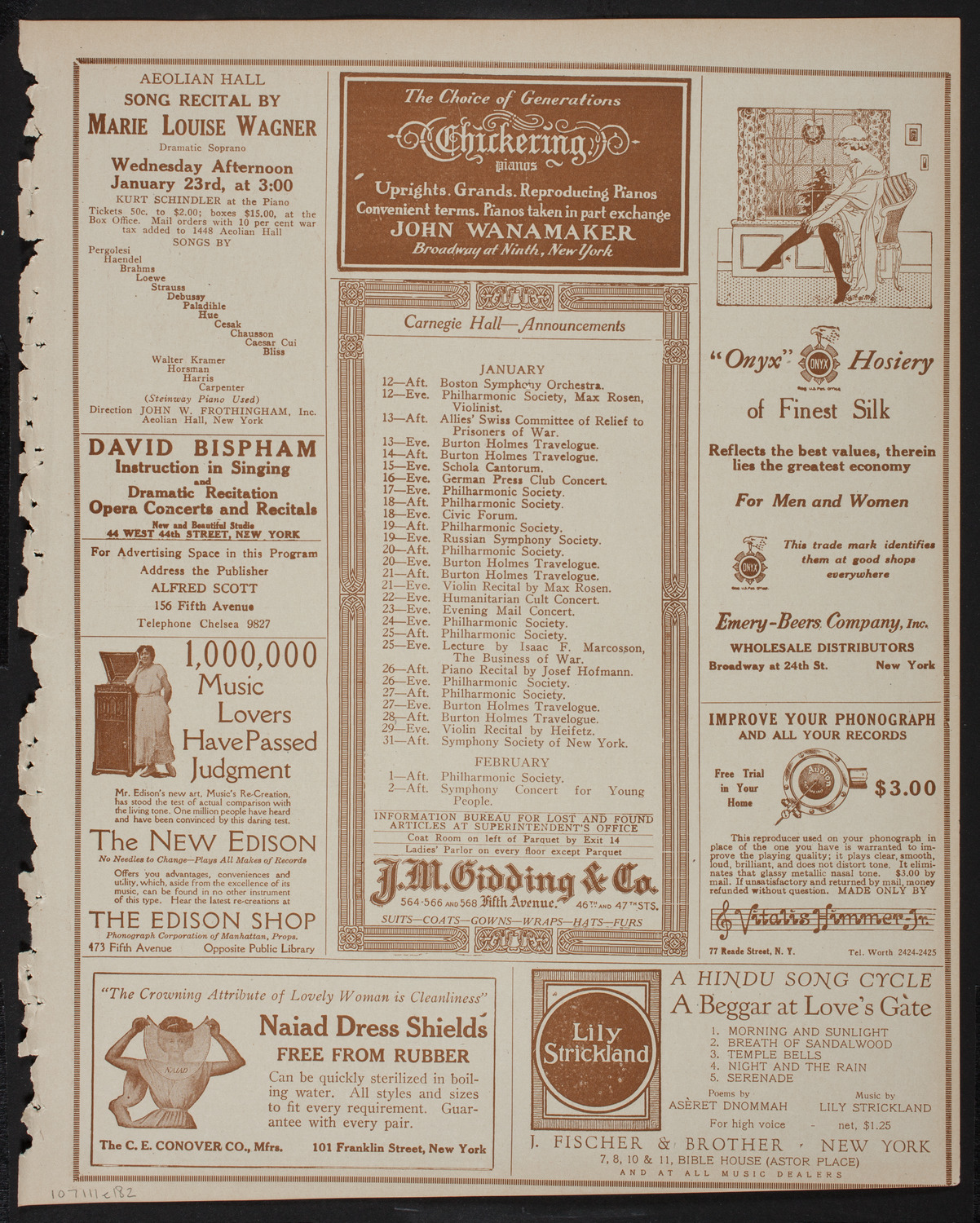 Lecture by Private Harold R. Peat, January 11, 1918, program page 3