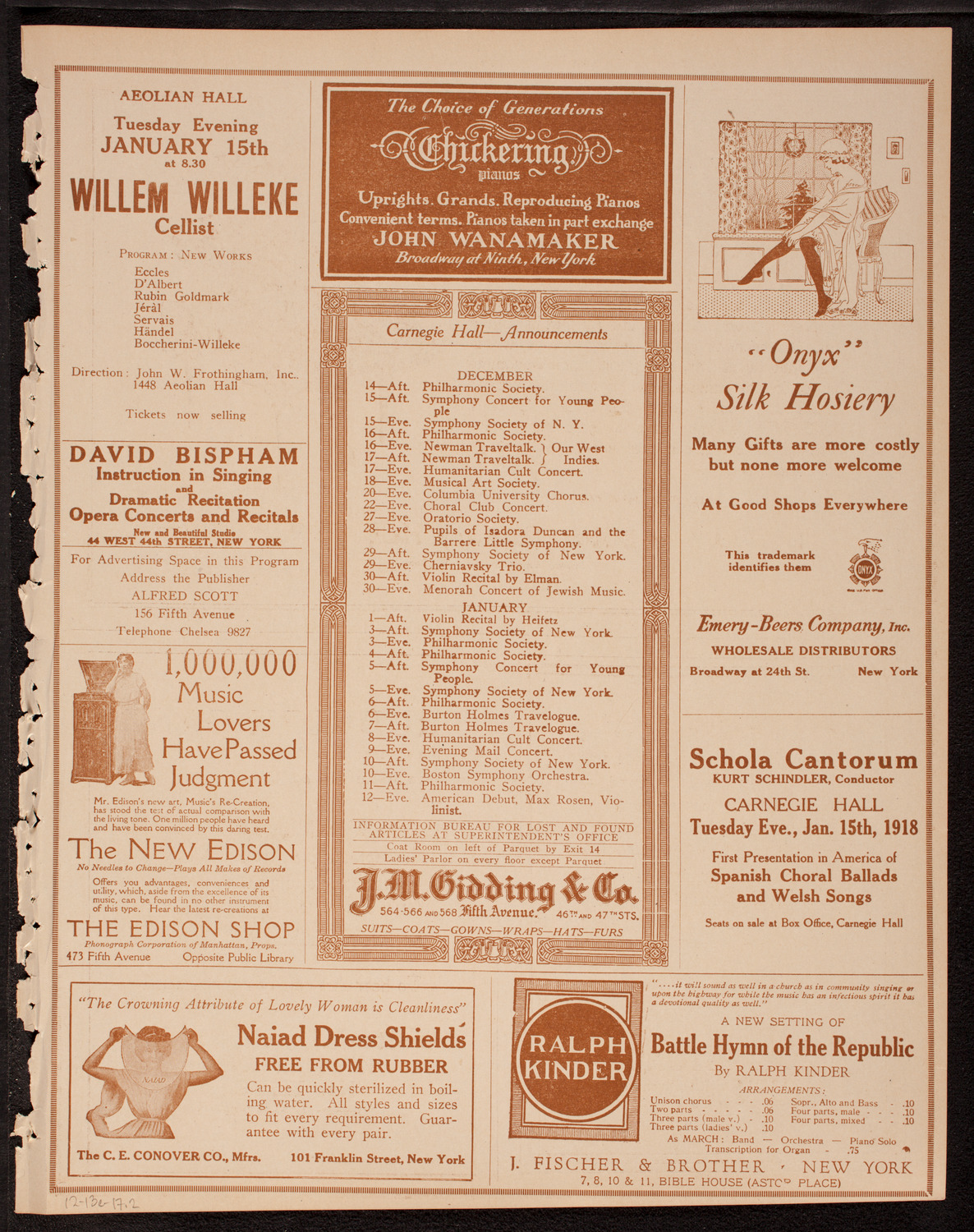 New York Philharmonic, December 13, 1917, program page 3
