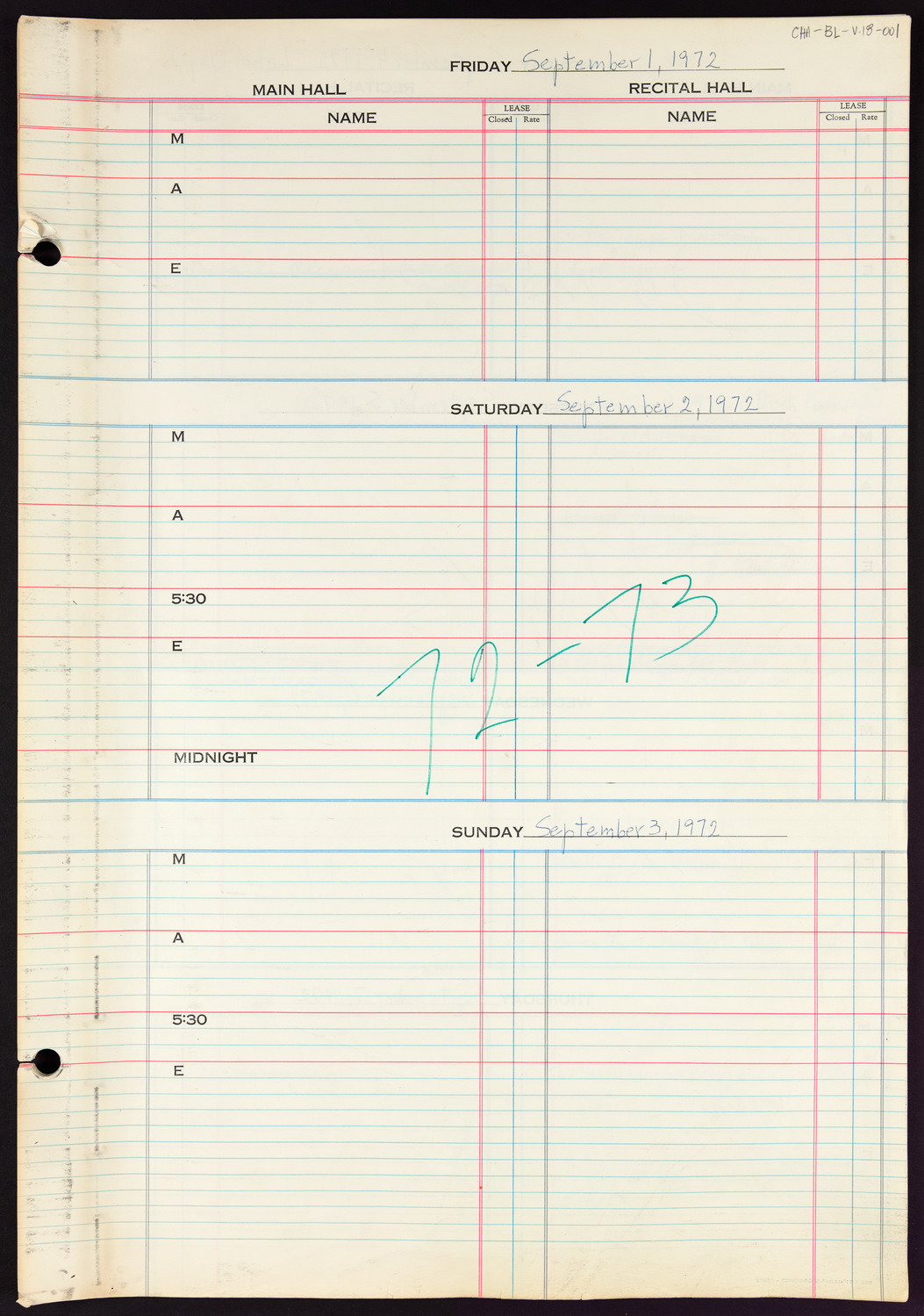 Carnegie Hall Booking Ledger, volume 18, page 1
