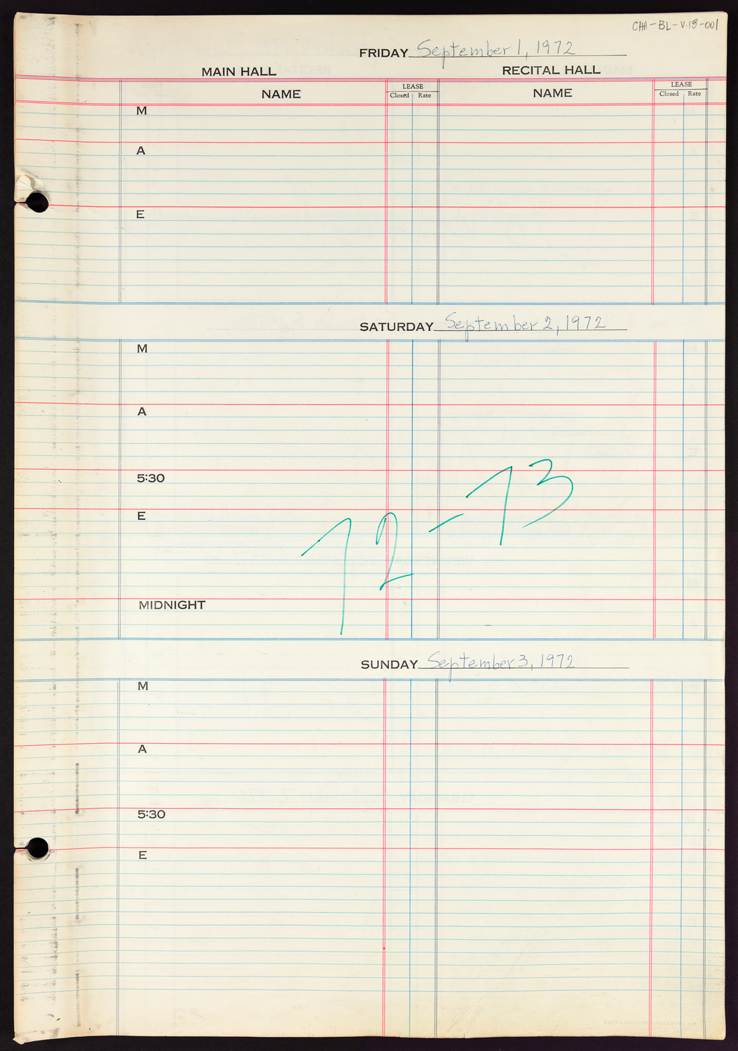 Carnegie Hall Booking Ledger, volume 18, page 1