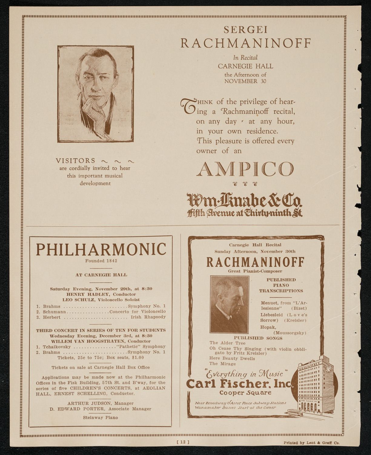 Boston Symphony Orchestra, November 29, 1924, program page 12