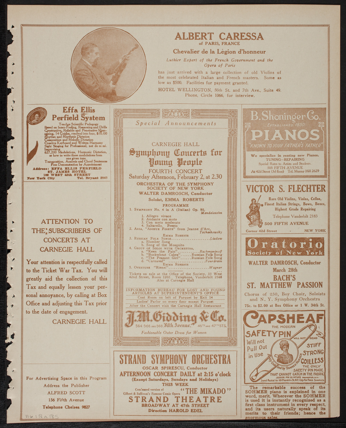 New York Philharmonic: Beethoven-Brahms Festival, January 18, 1918, program page 9