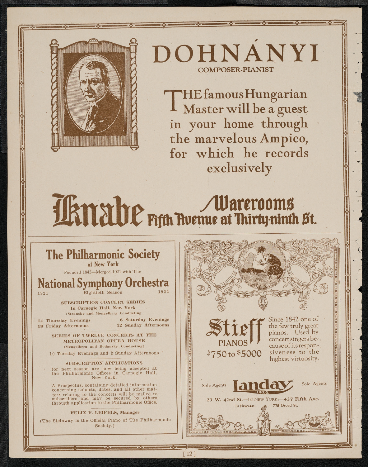 National Symphony Orchestra, April 23, 1921, program page 12