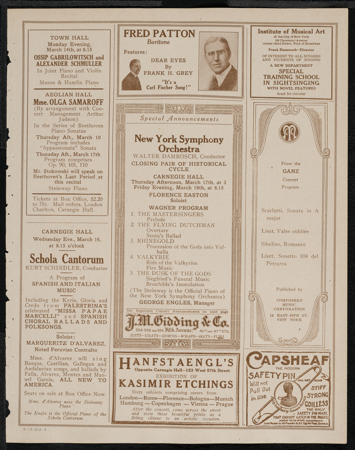Mme. Louise Homer and Miss Louise Homer, March 12, 1921, program page 9