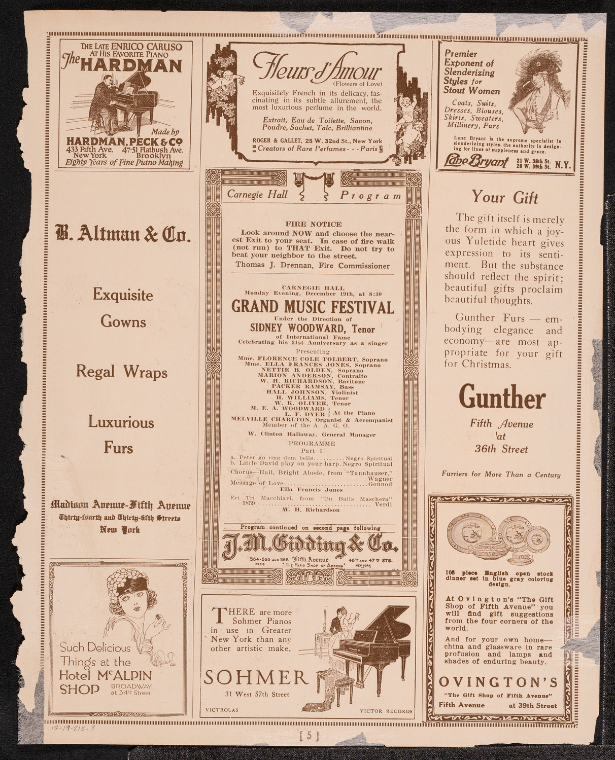 Grand Music Festival, December 19, 1921, program page 5