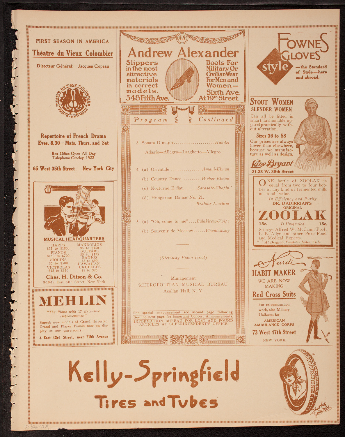 Mischa Elman, Violin, December 30, 1917, program page 7