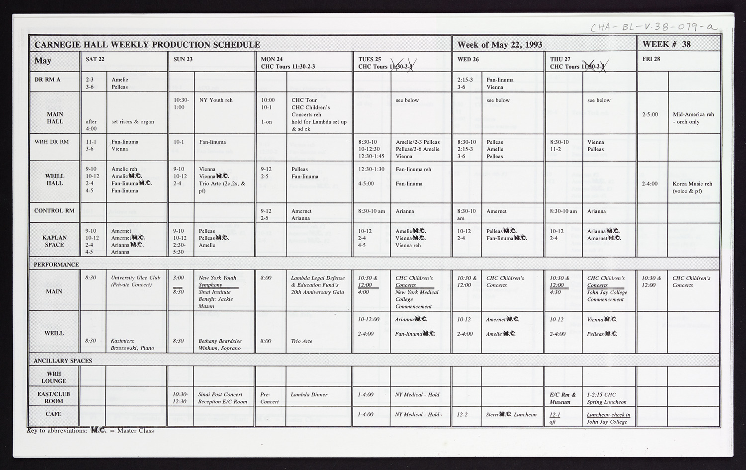 Carnegie Hall Booking Ledger, volume 38, page 79a