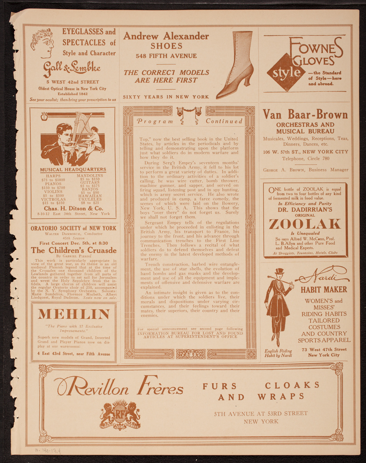 Lecture by Sergeant Arthur Guy Empey, October 14, 1917, program page 7
