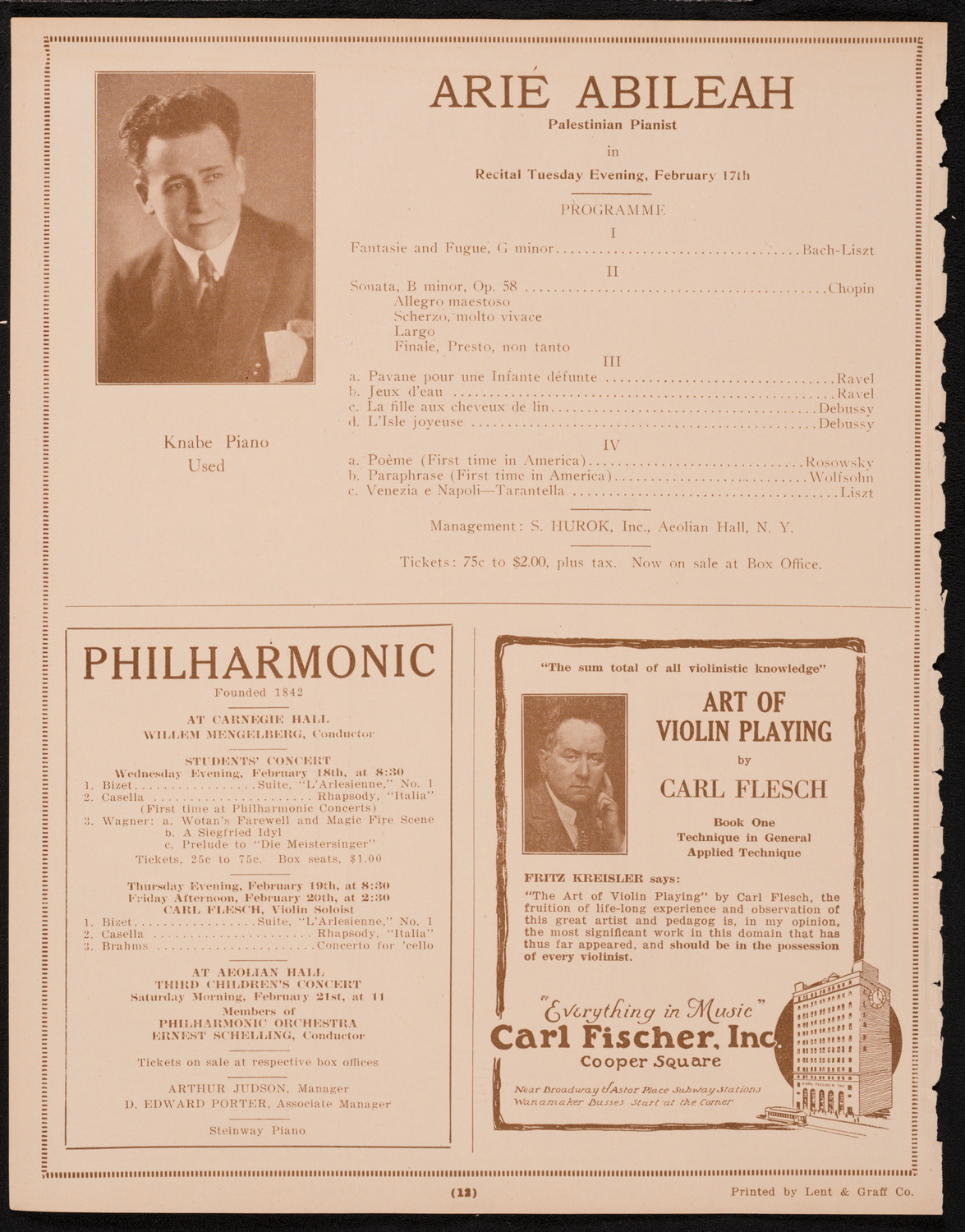 New York Philharmonic, February 15, 1925, program page 12