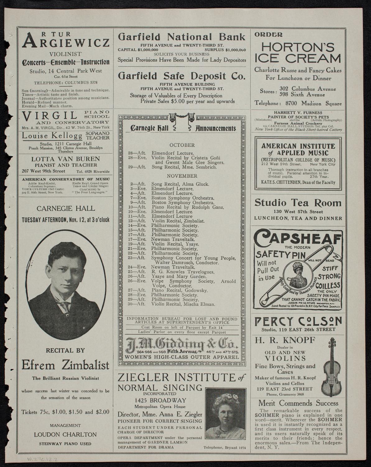 Elmendorf Lecture: The Great Southwest, October 27, 1912, program page 3