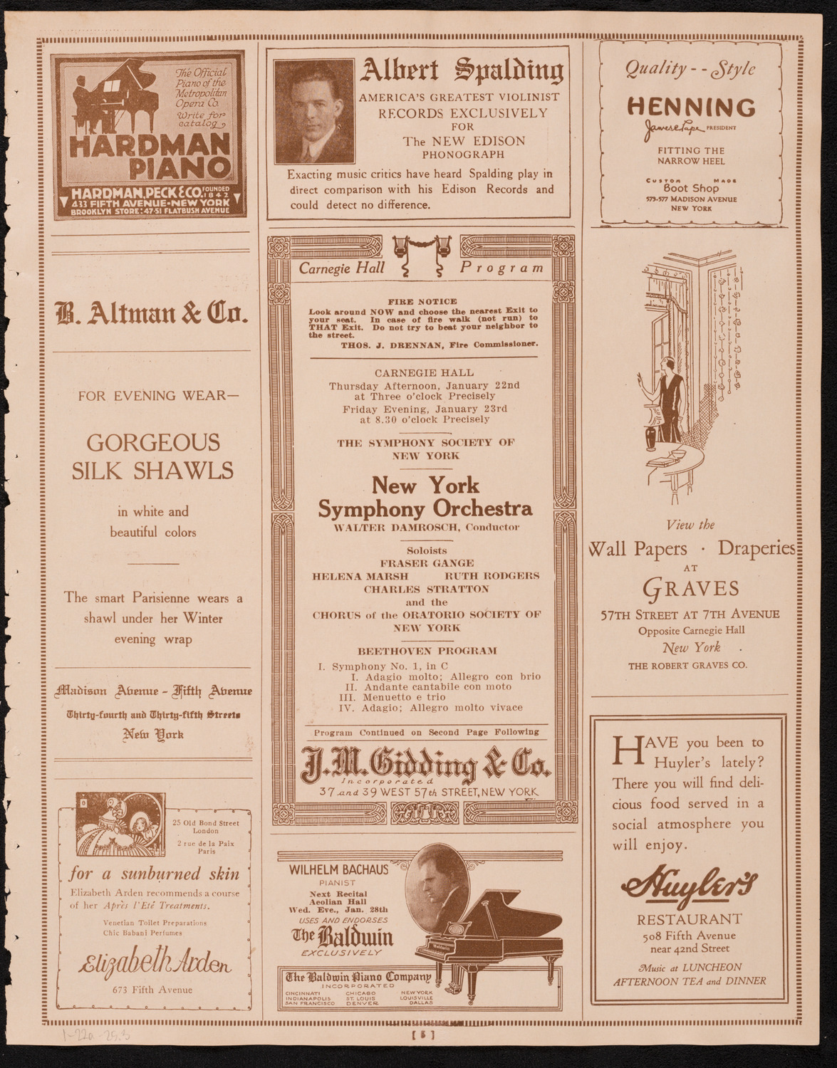 New York Symphony Orchestra, January 22, 1925, program page 5