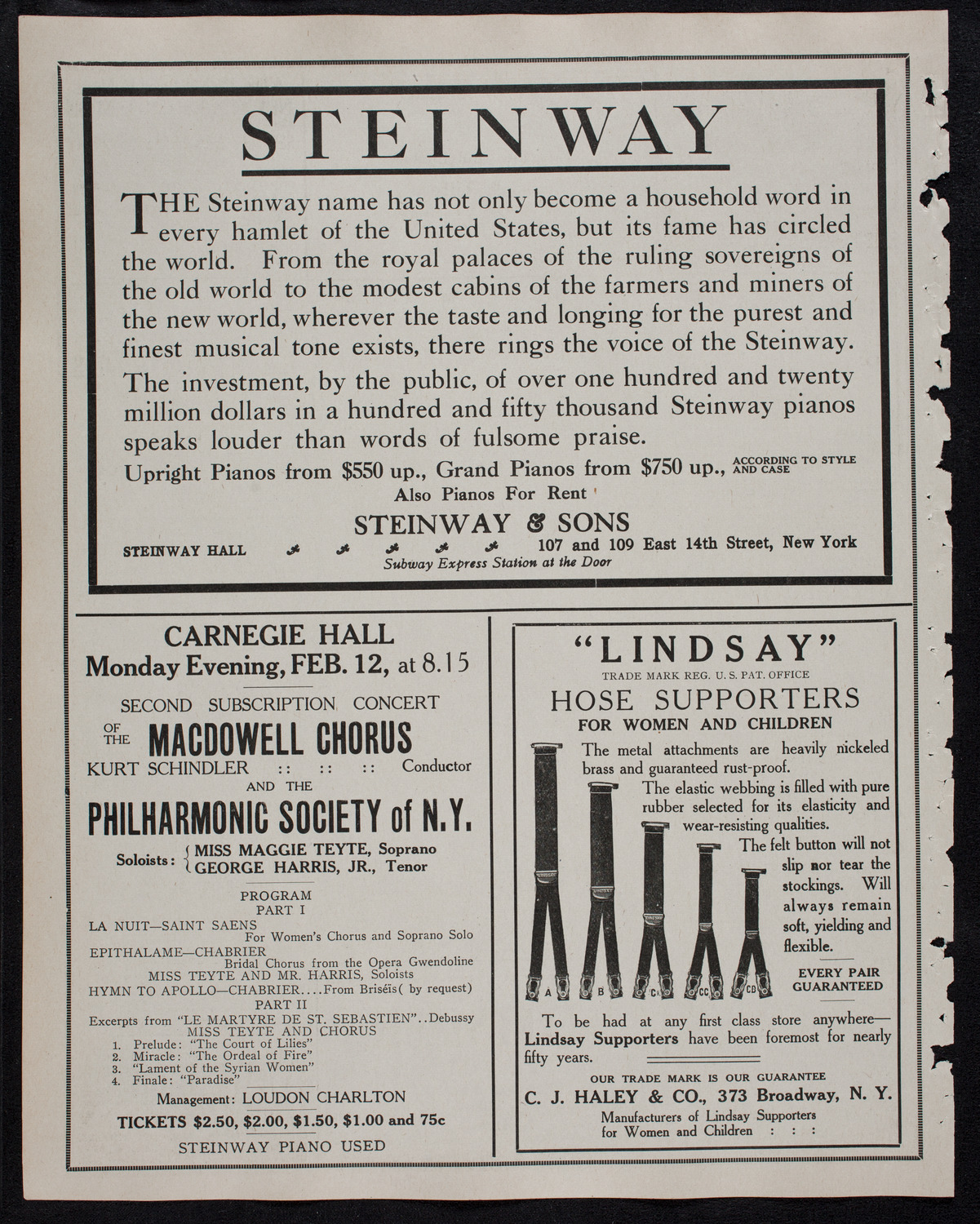 Leo Slezak, Tenor, February 3, 1912, program page 4