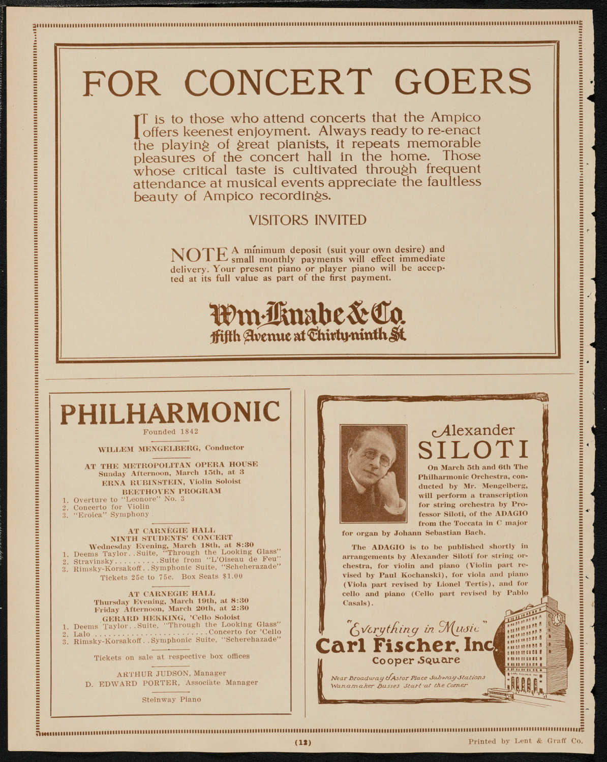 New York Philharmonic, March 8, 1925, program page 12