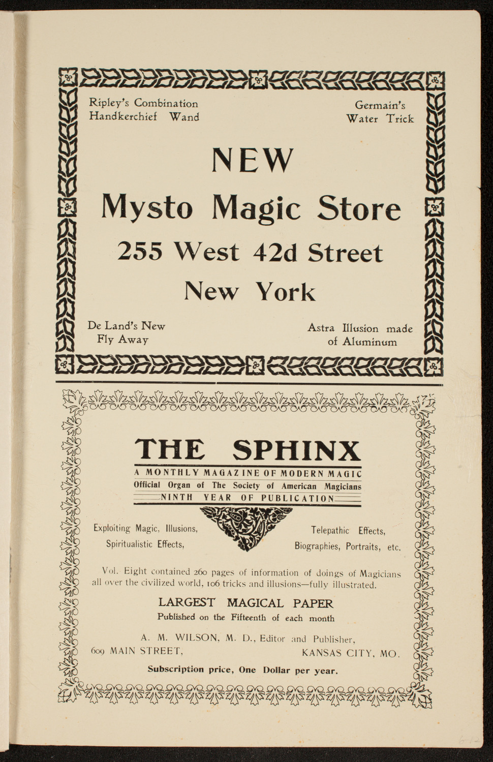 Society of American Magicians, January 14, 1911, program page 15