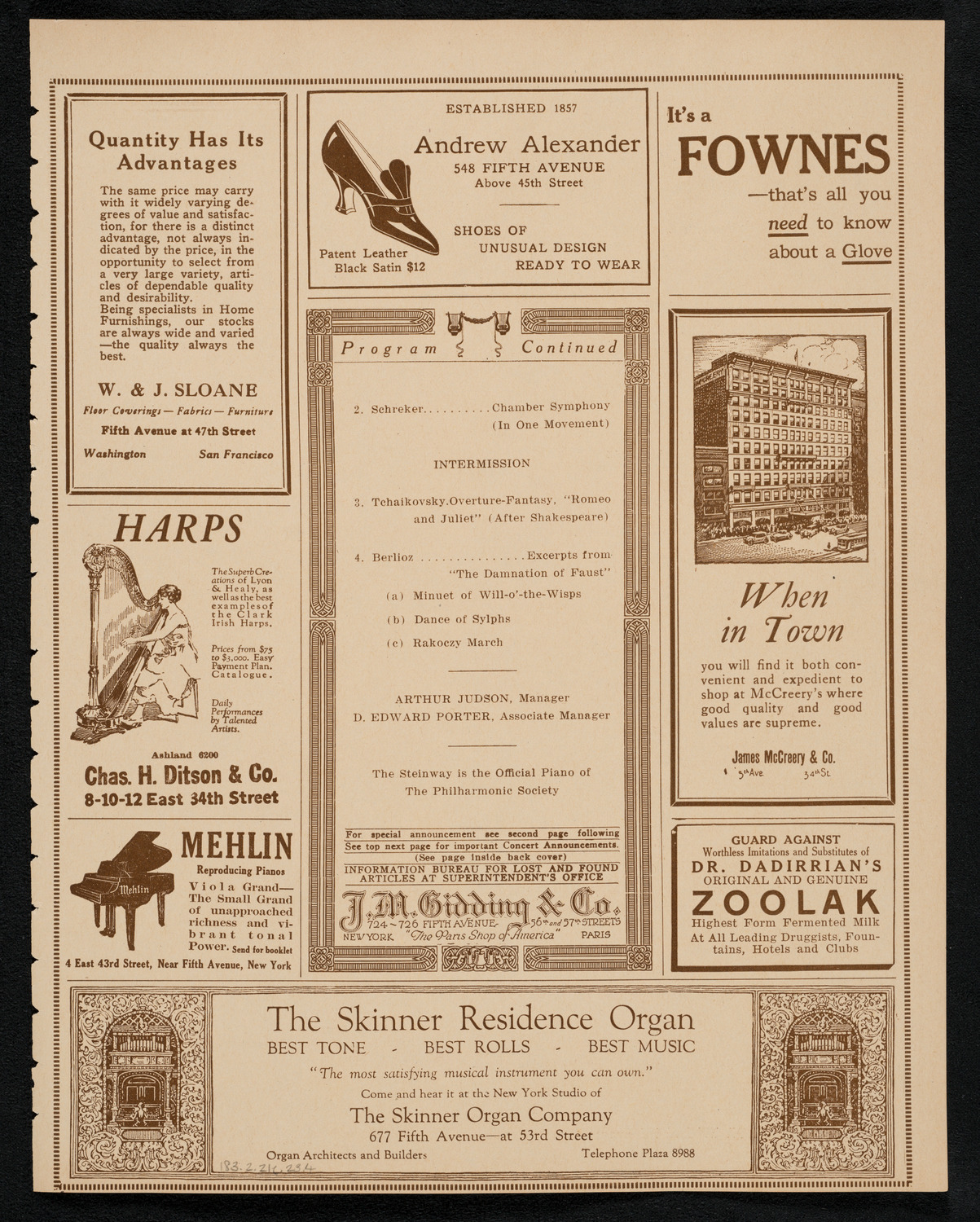 New York Philharmonic, February 21, 1923, program page 7