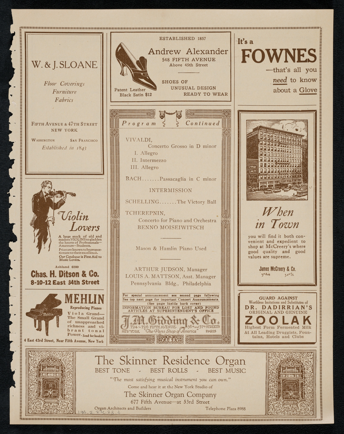 Philadelphia Orchestra, February 27, 1923, program page 7