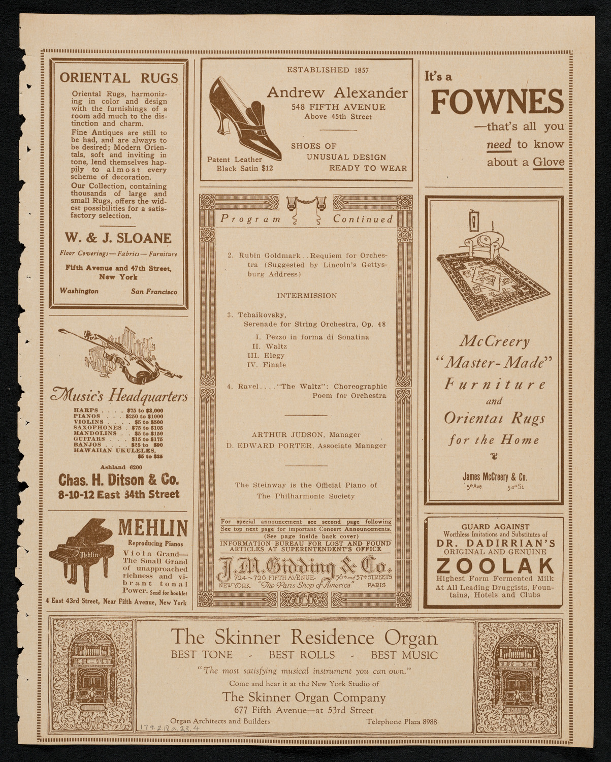 New York Philharmonic, February 18, 1923, program page 7