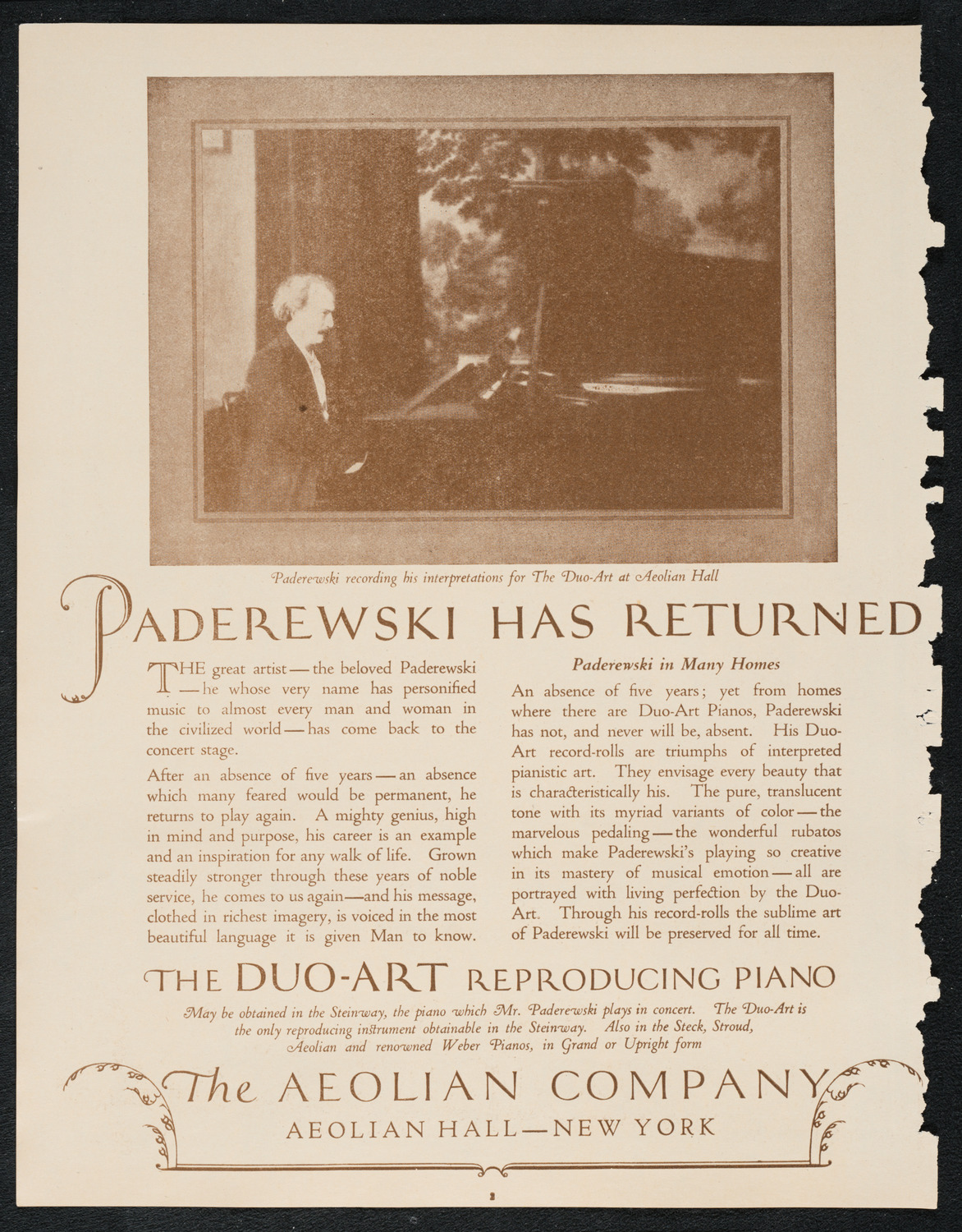 Ignacy Jan Paderewski, Piano, November 22, 1922, program page 2
