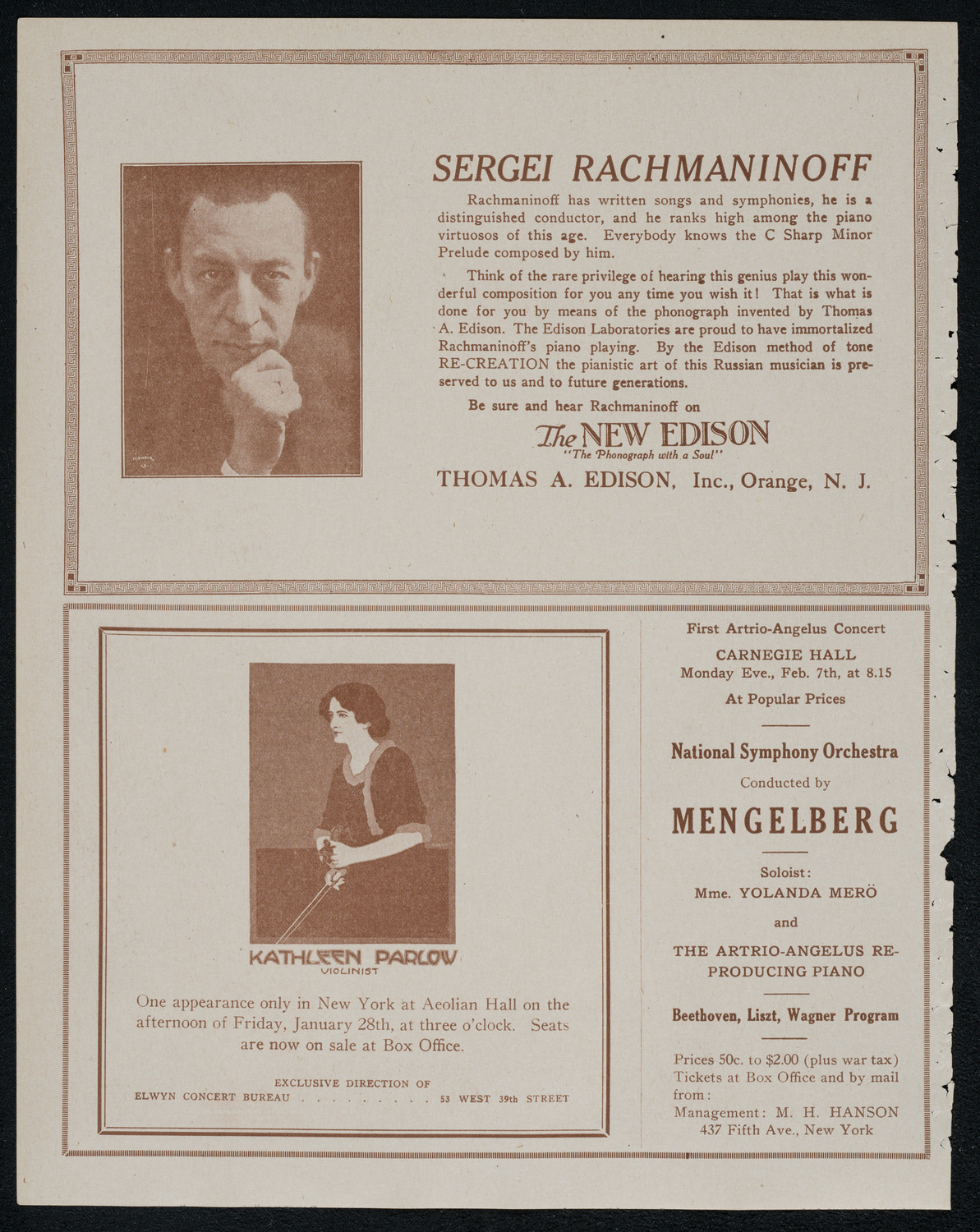 New York Symphony Orchestra, January 27, 1921, program page 2
