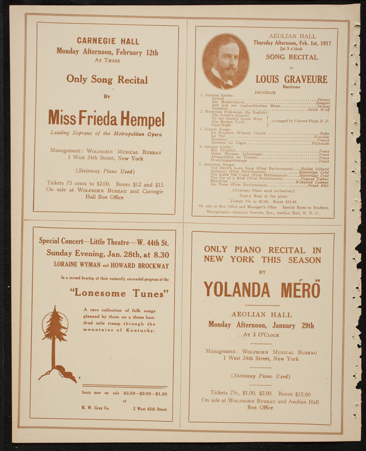 New York Philharmonic, January 26, 1917, program page 10