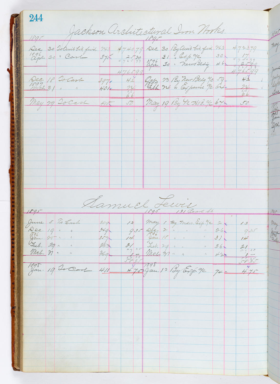 Music Hall Accounting Ledger, volume 1, page 244