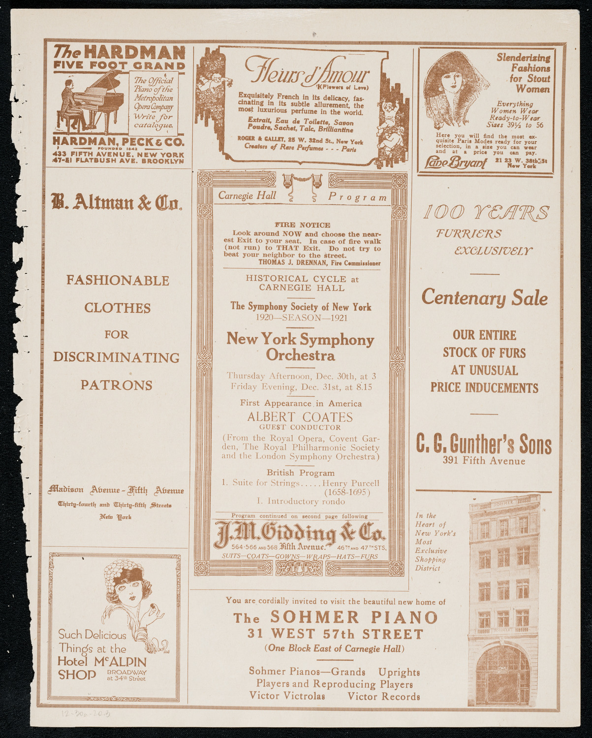 New York Symphony Orchestra, December 30, 1920, program page 5