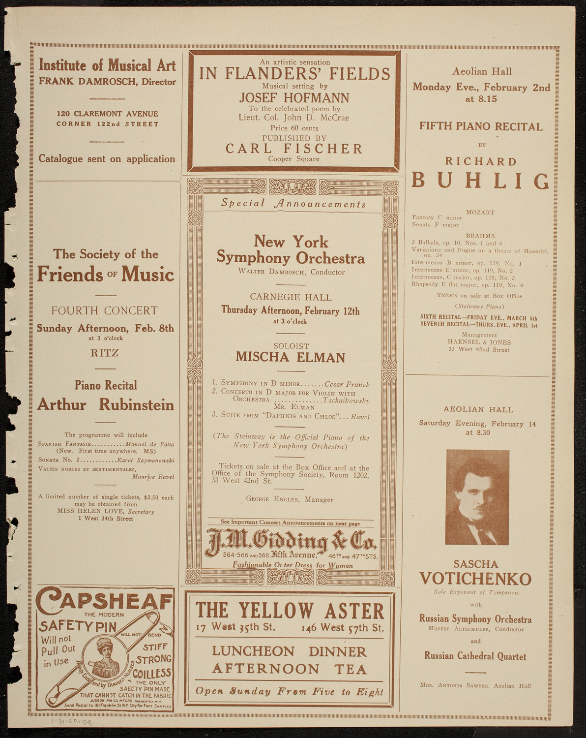 New York Symphony Orchestra, January 31, 1920, program page 9