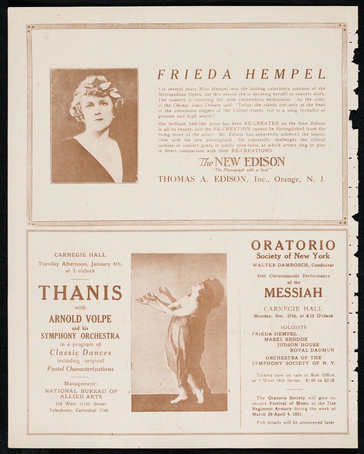 Oratorio Society of New York, December 27, 1920, program page 2