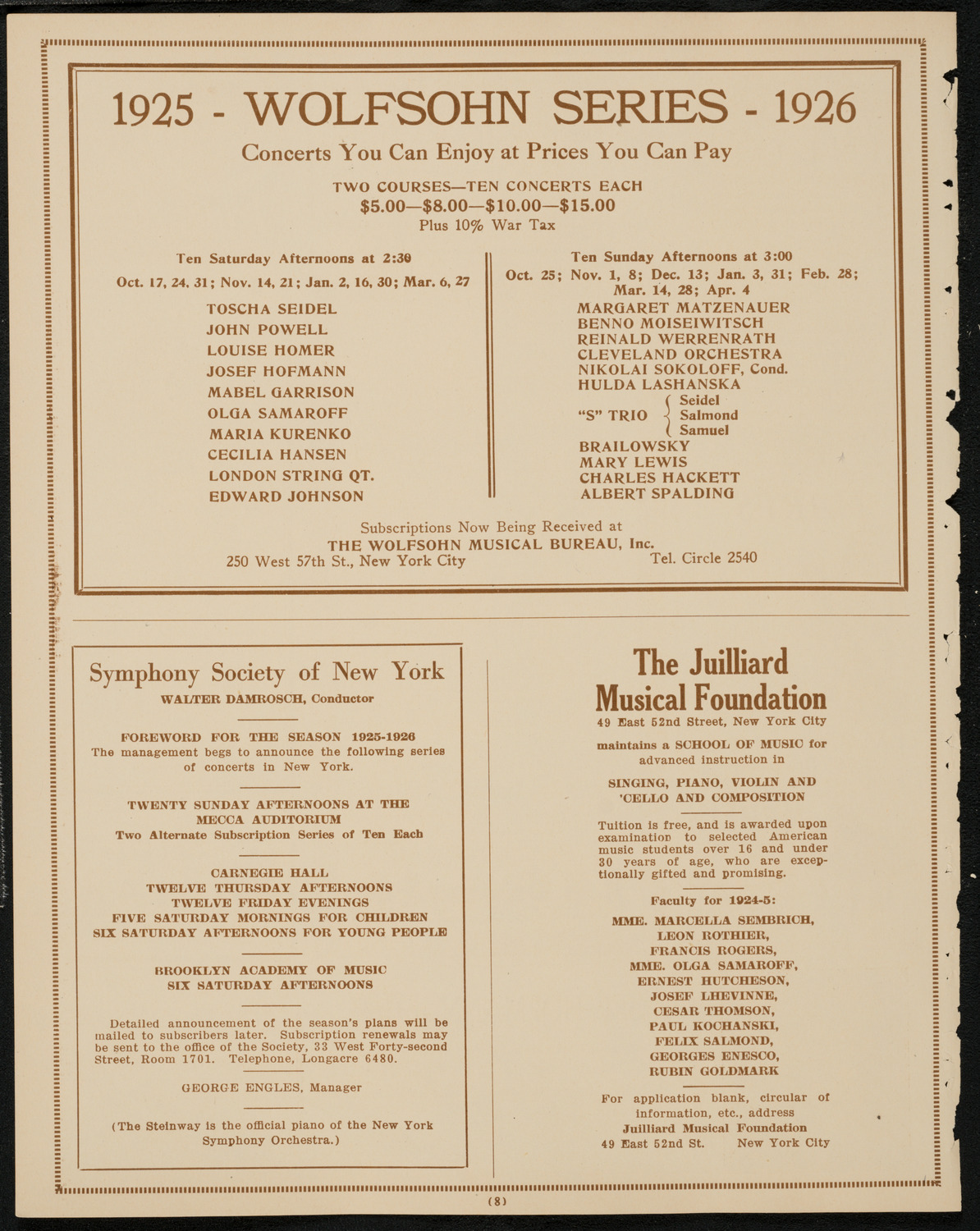 Benefit: St. Andrews One Cent Coffee Stands Society, April 23, 1925, program page 8