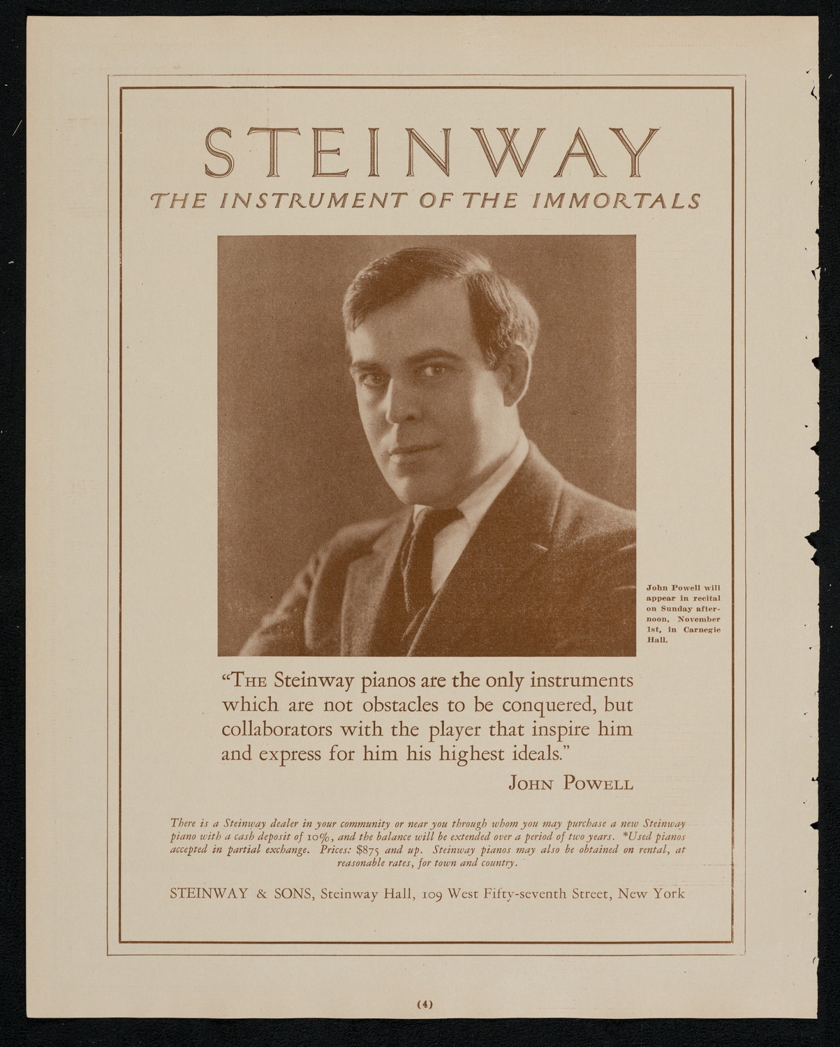 Francis MacMillen, Violin, October 19, 1925, program page 4