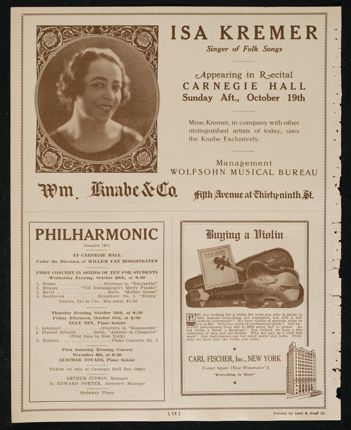 New York Philharmonic, October 17, 1924, program page 12