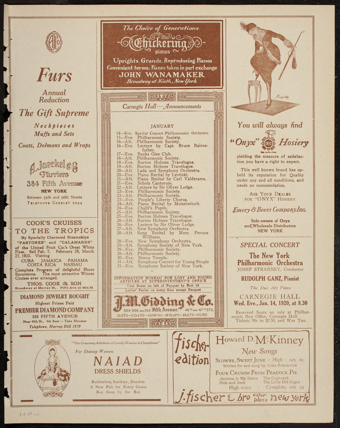 Fritz Kreisler, Violin, January 14, 1920, program page 3