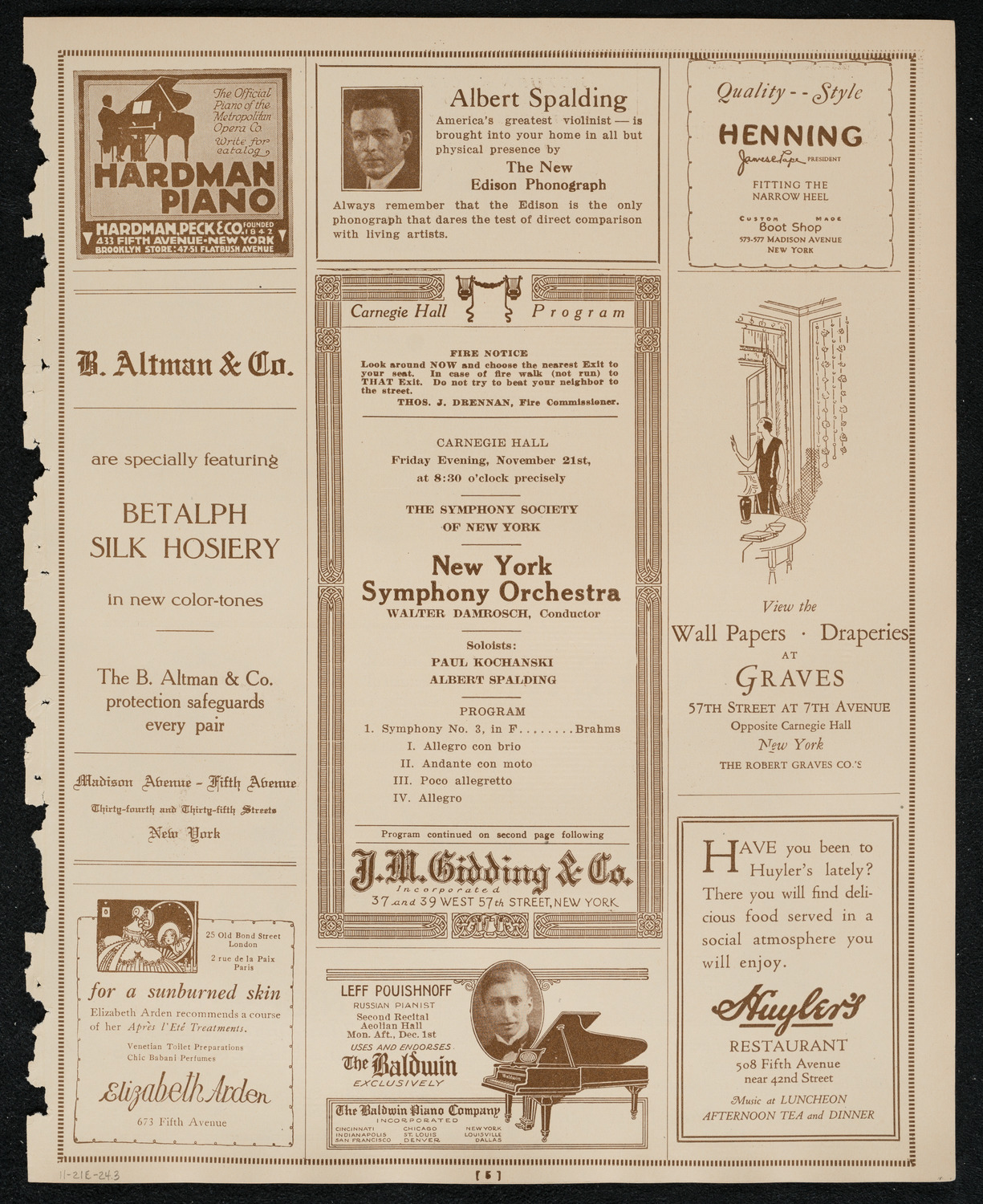 New York Symphony Orchestra, November 21, 1924, program page 5