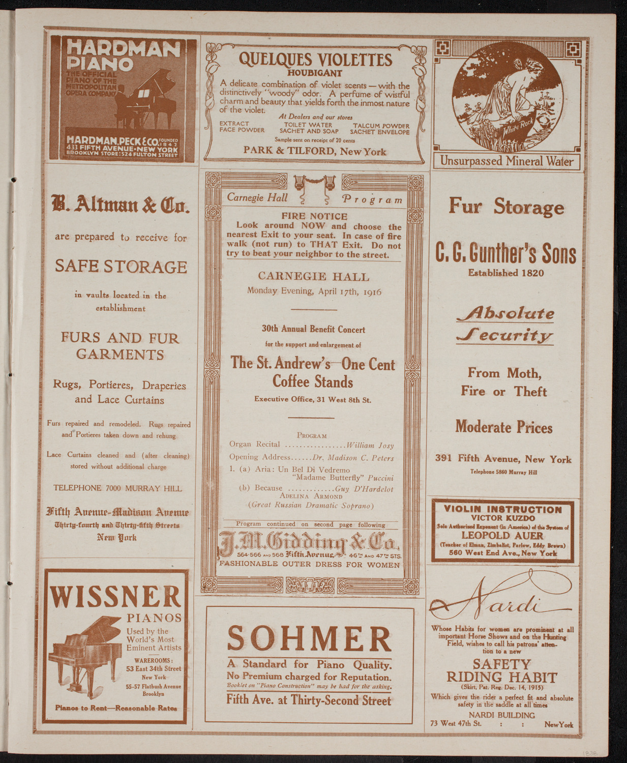 Benefit: St. Andrew's One Cent Coffee Stands, April 17, 1916, program page 5