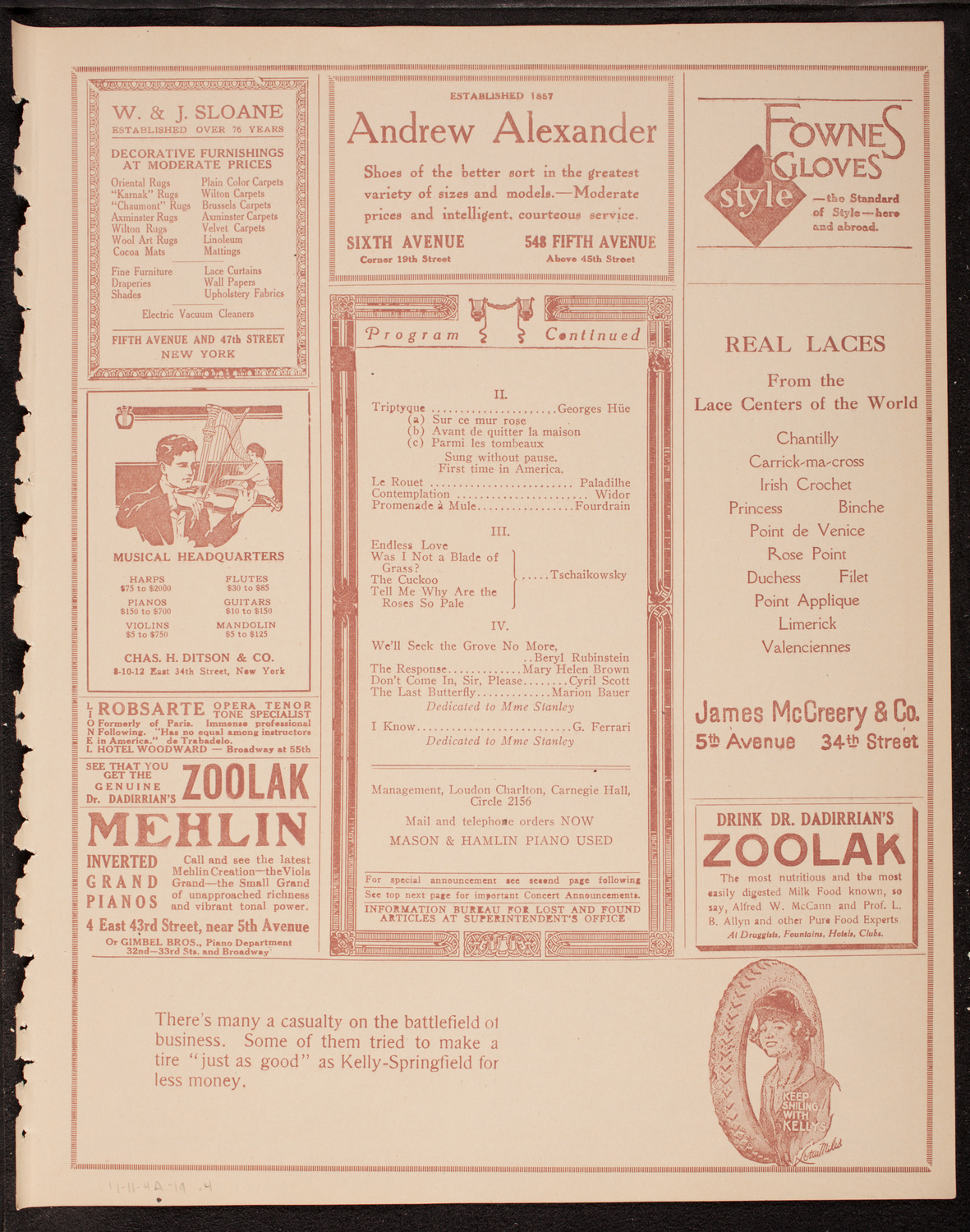 Helen Stanley, Soprano, November 4, 1919, program page 7