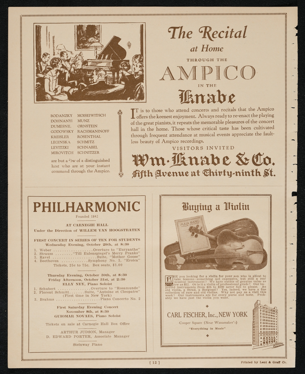 Carlos Sedano, Violin, October 19, 1924, program page 12